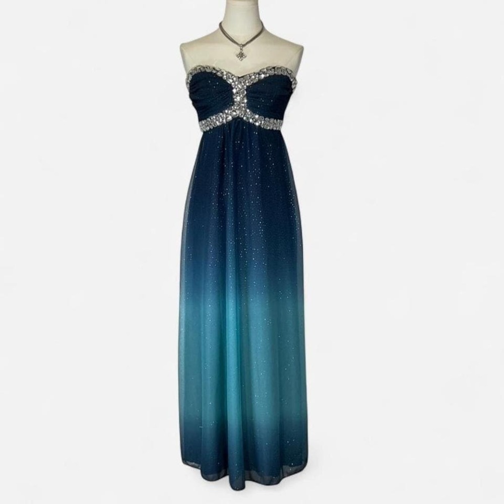 Y2K Speechless Formal Maxi Dress Embellished Mermaid Ombre Junior 5 Evening Prom